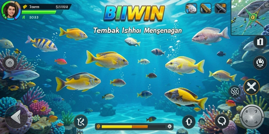 Tampilan gameplay seru saat menembak ikan di BIWIN.
