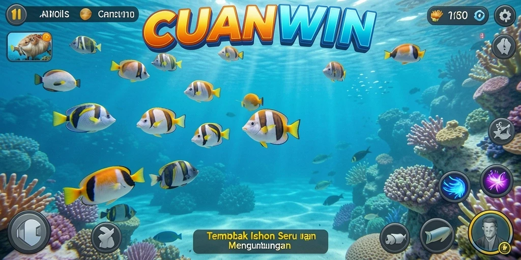 Tangkapan layar gameplay CUANWIN menampilkan aksi menembak ikan yang seru.