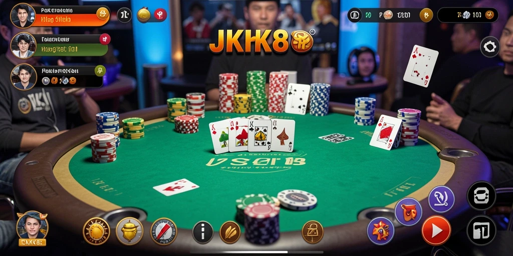 Gameplay mendebarkan di JKT8 dengan pemain poker yang antusias.