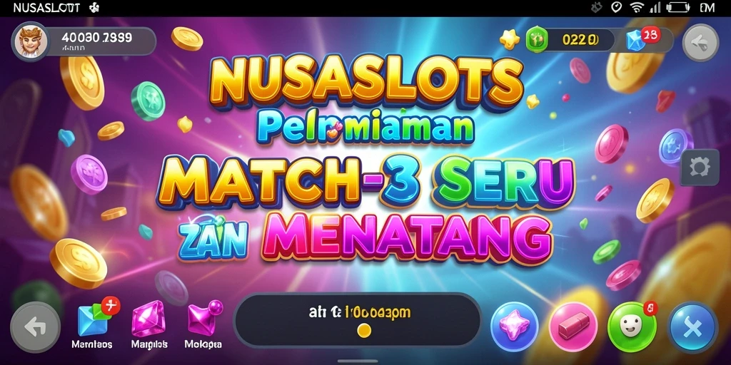 Screenshot permainan NUSASLOTS menampilkan gameplay Match-3 yang seru.