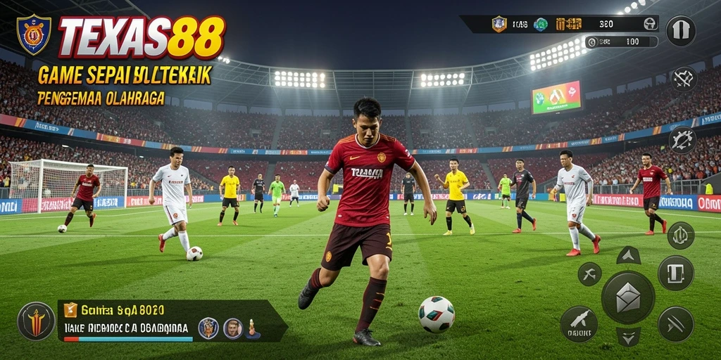 Tampilan gameplay TEXAS88 dengan aksi sepak bola yang mendebarkan.