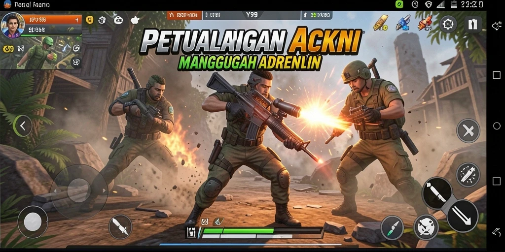 Screenshot menunjukkan momen aksi intens dalam Y89.